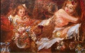 Mother and daughter sketch by Forrest Flower