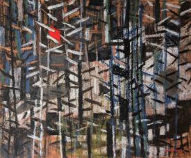 Untitled (Abstract Red Dot) by Charles Thwaites