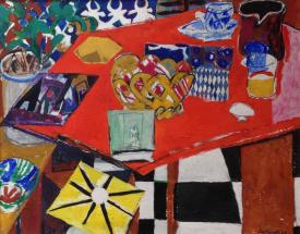 Still-Life with Red Table by Ruth Grotenrath
