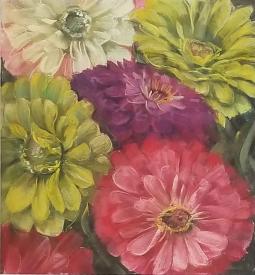 Zinnias I by Carol Rowan