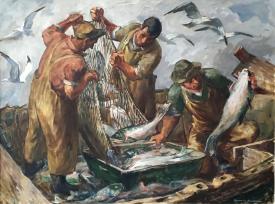 3 Fisherman w/ Seagulls by Robert von Neumann