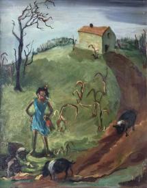 Untitled (Girl with pigs) by Hulda Rotier Fischer