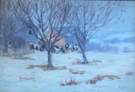 Winter Landscape with Cows by Emily Groom