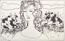 Head with Cows by Schomer Lichtner
