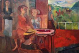 Paris Ladies at Cafe with Polo by Lester Schwartz
