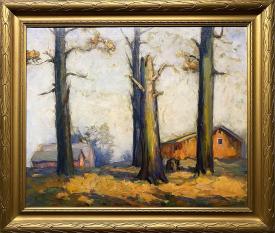 Large Autumn Trees with Red Farm Buildings) by Francesco Spicuzza