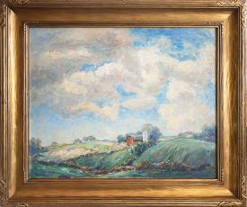 Farm on a Hill with Cows in Pasture by Francesco Spicuzza