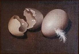 Untitled (Still Life with Eggs and Feather) by Doris Wokurka