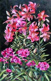 Plein Air Lilies and Phlox by Pamela Grabber