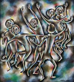 Six Blue Dancing Figures by Mary Nohl
