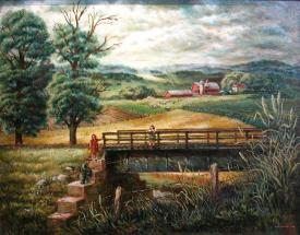 Children on Train Trestle by Lois Ireland