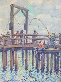 Untitled - Fishermen on Pier by James Scott