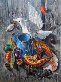 Still life with Paper Bird by Aaron Bohrod