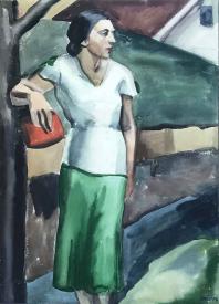 Woman with Red Purse by Antoinette Gruppe Thwaites