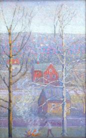Burning Leaves in Fall by Wilhelmina (Lammert) Engel