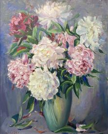 White and Pink Peonies and Dahlias by Francesco Spicuzza