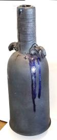 Salt Glazed Black Floor Bottle by Donald Reitz